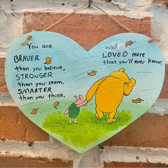 Winnie The Pooh Hand Painted Acrylic on Wood Inspired Quote Art - Picture 4 of 8